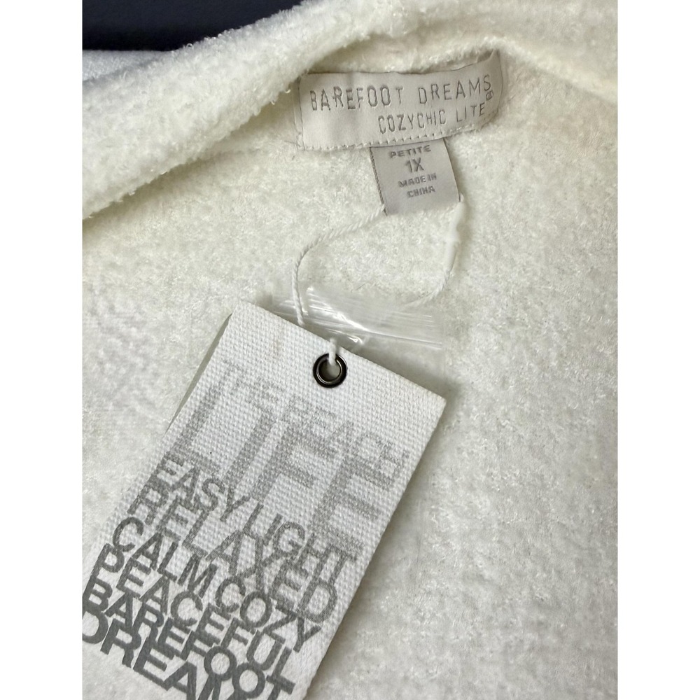 Barefoot Dreams CozyChic Ribbed Island Wrap Cardigan Womens 1X Petite Pearl Open - Picture 10 of 14